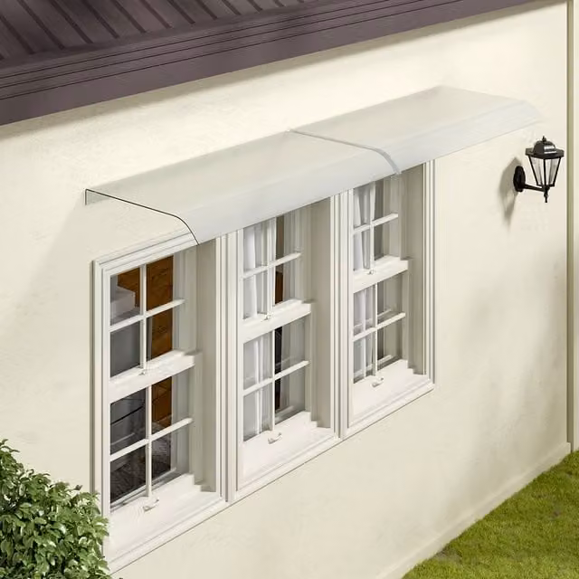 Lifeideas Outdoor Transparent Frosted Awning in White, W/D/H: 160 x 43 cm