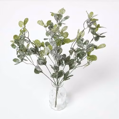 HOMESCAPES Artificial Green Mistletoe Stem for Christmas Decoration – 1