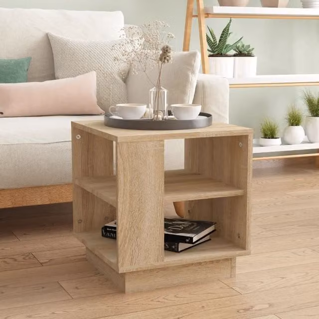 Berkfield Home Sonoma Oak Coffee Table in Beige, W/D/H: 40 x 40 x 43 cm – 1