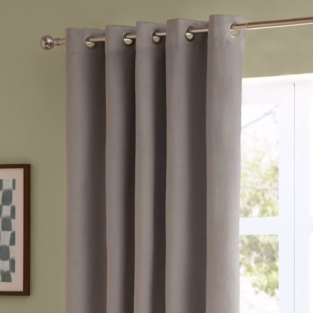 Furn Silver Velvet Room Darkening Eyelet Curtain Pair, Width: 168 cm, Drop: 137 cm – 3