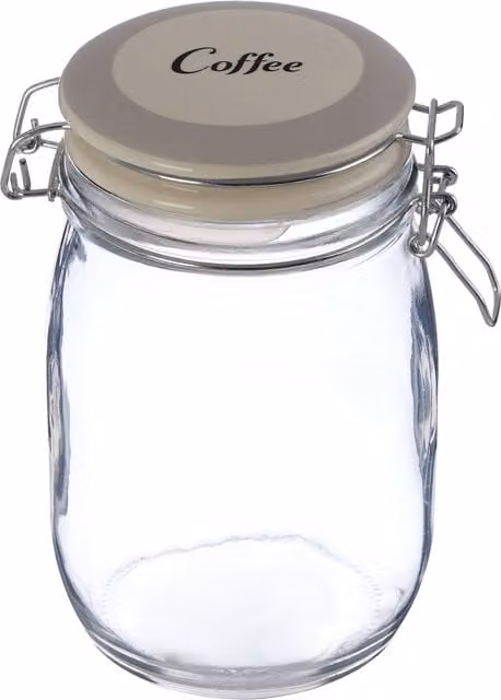 Orsina Airtight Glass Coffee Storage Jar with Silver Clip Lid in Clear