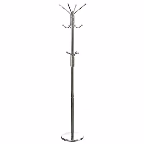 Premier Housewares Modern Silver Metal Floor Standing Coat Stand with 12 Hooks, Height: 178 cm – 1
