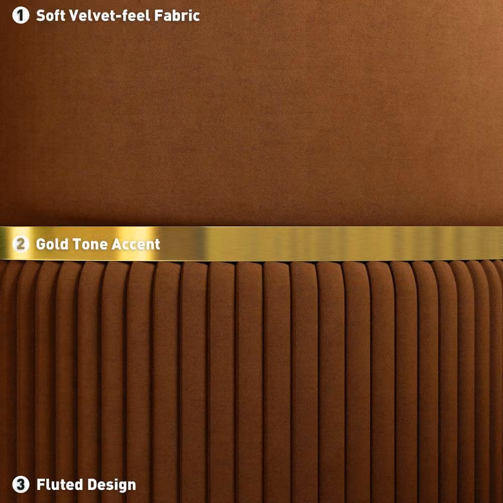 Wyld Haus Rapa Storage Ottoman in Brown Velvet with Gold Detail – 4