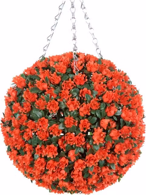 Best Artificial Orange Rose Hanging Basket Topiary Ball, Diameter: 28 cm