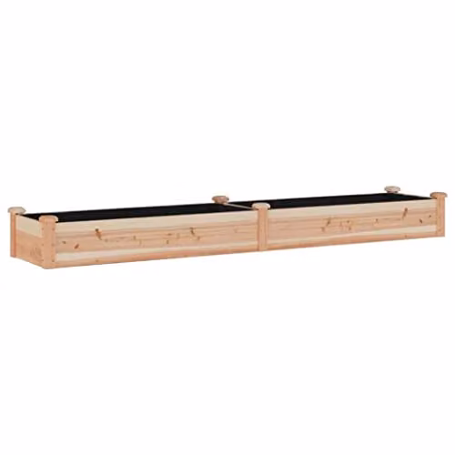 vidaXL Brown Wooden Raised Bed with Liner, W: 240 cm, D: 45 cm, H: 25 cm – 1