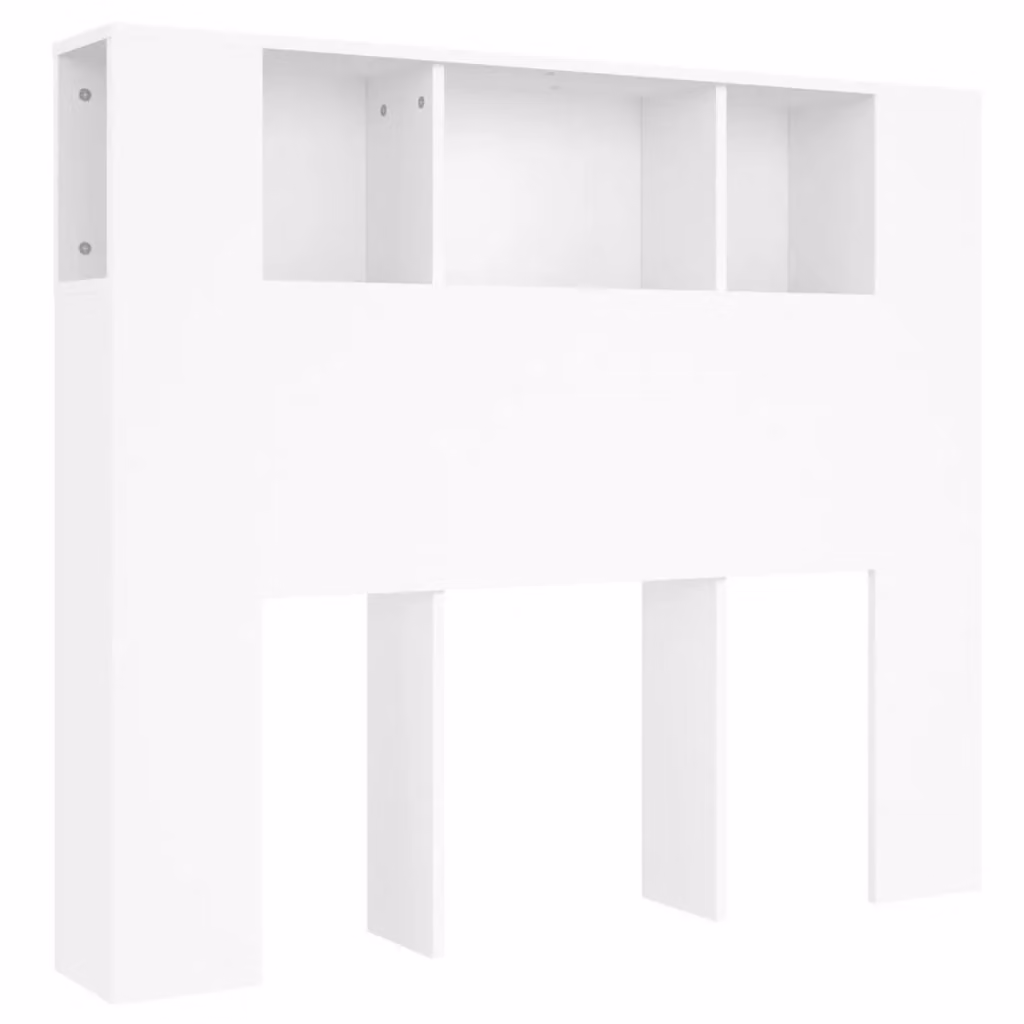 Berkfield Home Modern Headboard Cabinet in White, W: 120 cm, D: 18.5 cm, H: 104.5 cm – 2
