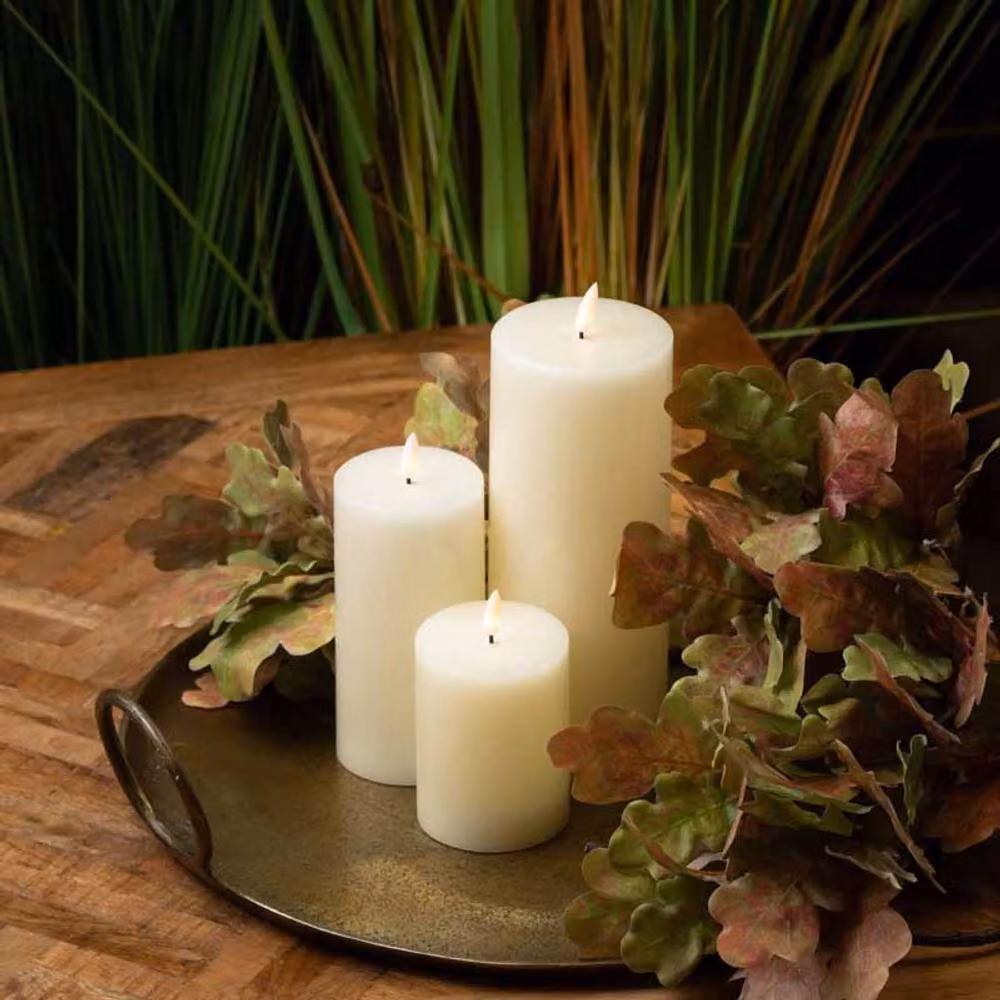 Lemon Pavilion Furniture and Decor Luxe Collection Natural Glow LED Pillar Candle, White, H x W x D: 23 x 9 x 9 cm – 3