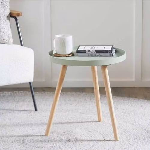 Pacific Lifestyle Scandi Round Wooden Nested End Tables in Sage Green