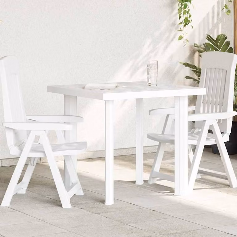Berkfield Home White Plastic Garden Table, W: 80 cm, D: 75 cm, H: 72 cm