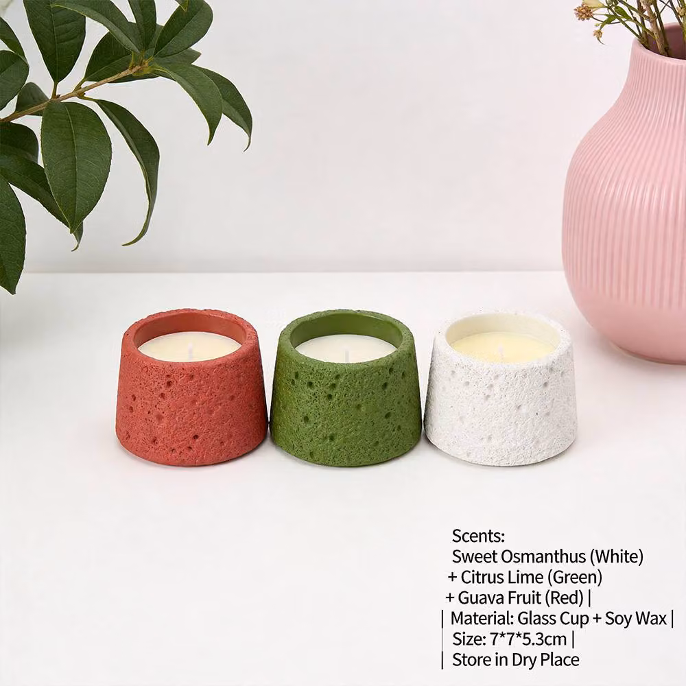 Living and Home 3-Pack Soy Wax Scented Candles in Osmanthus, Citrus Lime and Guava, Multicolour – 5