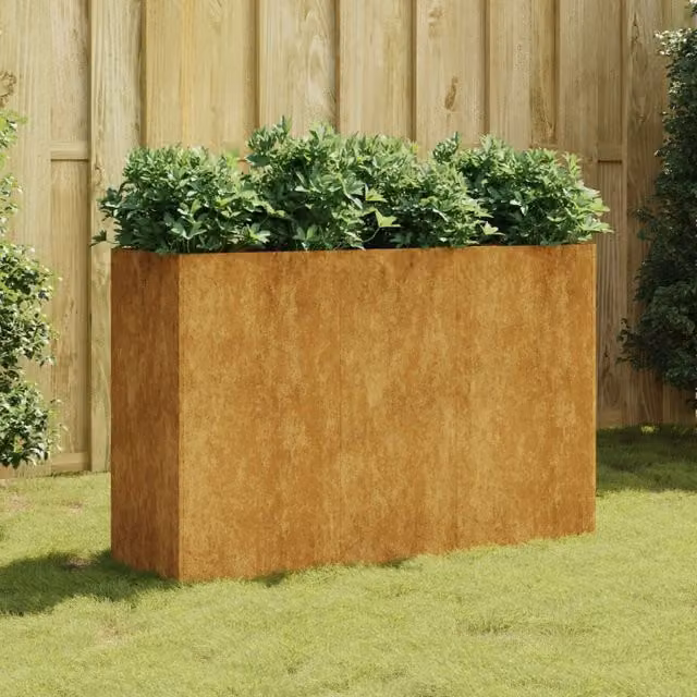 Berkfield Home Garden Corten Steel Raised Bed in Brown, W/D/H: 120 x 40 x 80 cm – 1