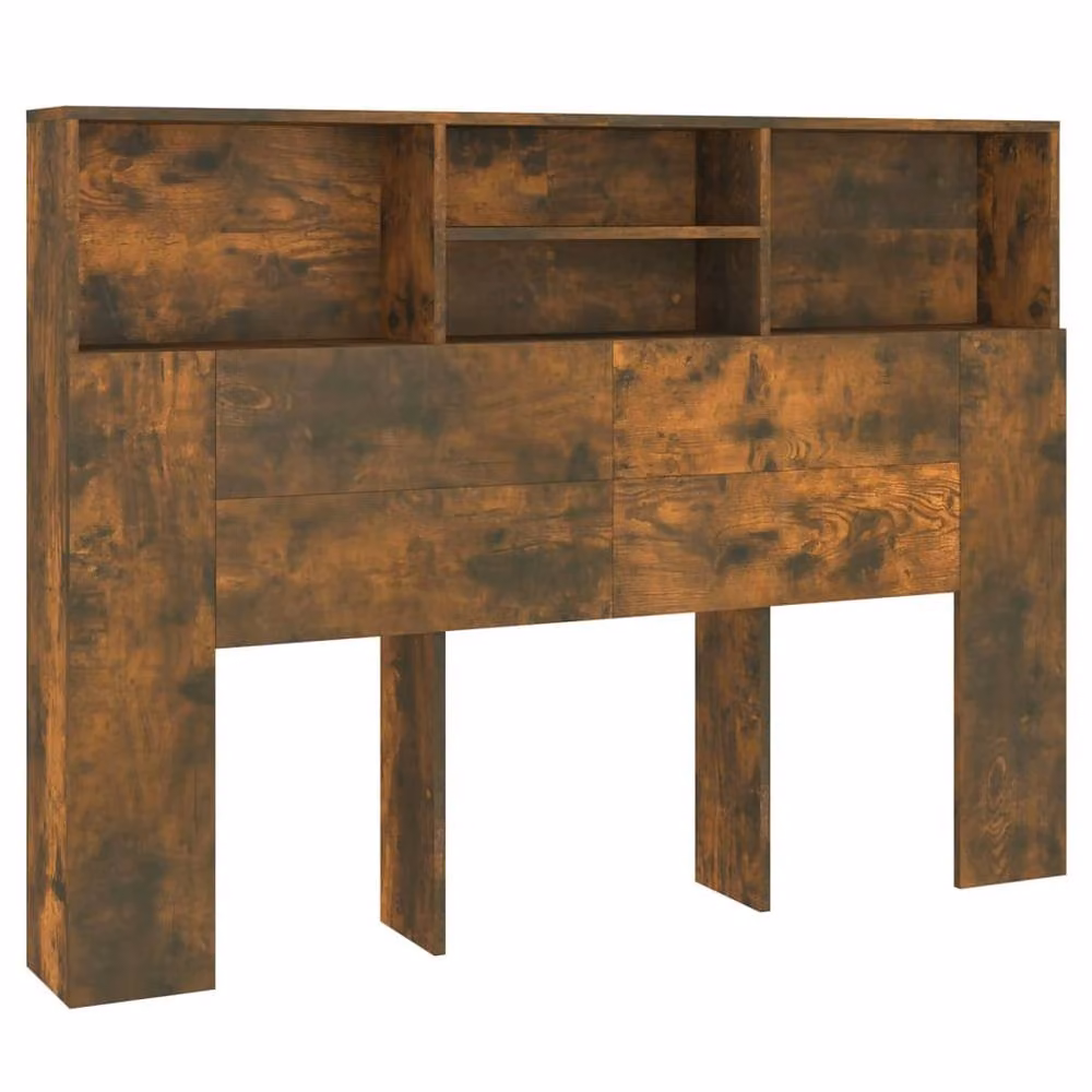 Berkfield Home Headboard Cabinet in Smoked Oak Brown, W: 140 cm, D: 19 cm, H: 103.5 cm – 2