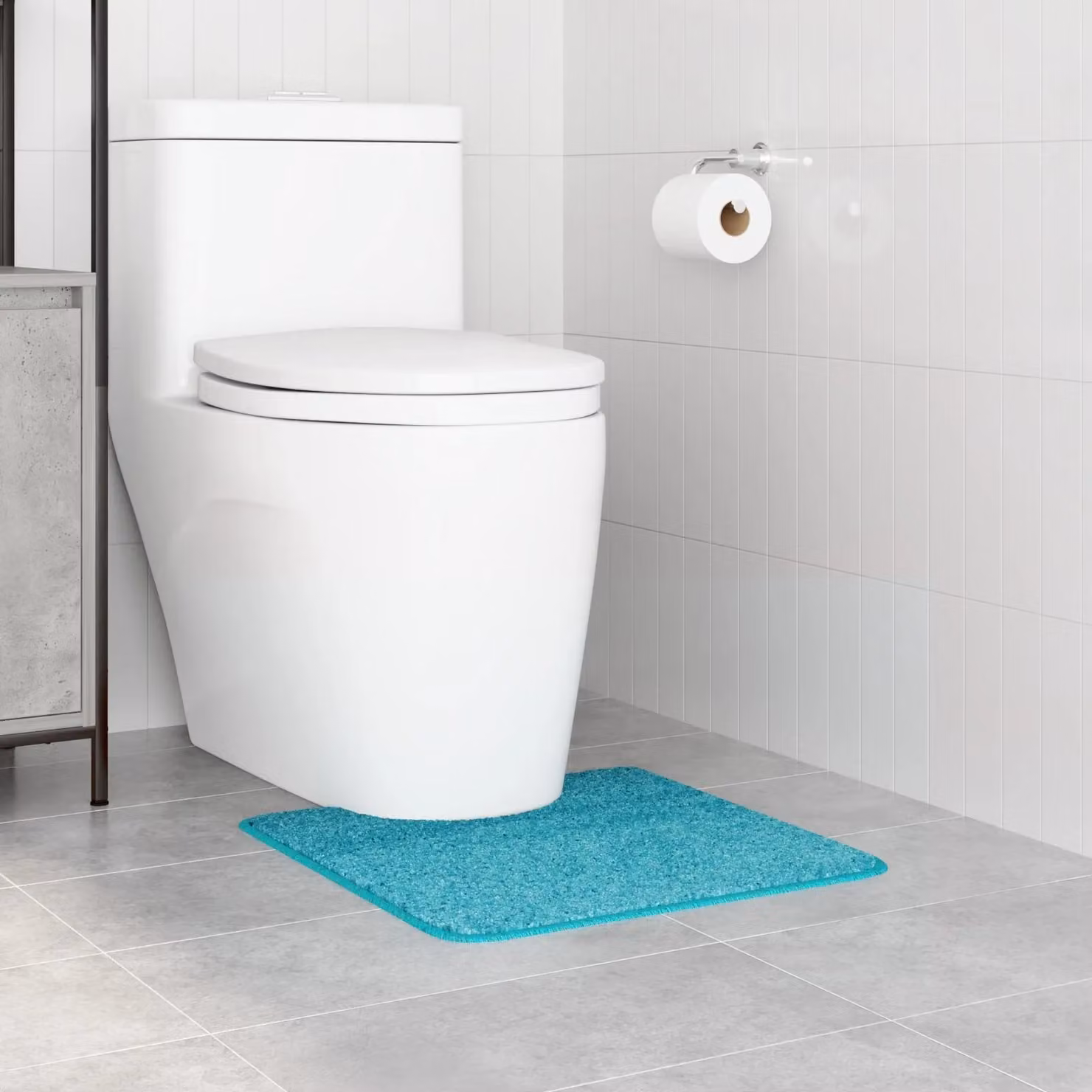 Berkfield Home U-Shaped Non-Slip Bath Mat in Turquoise, W/D: 50 x 50 cm – 2