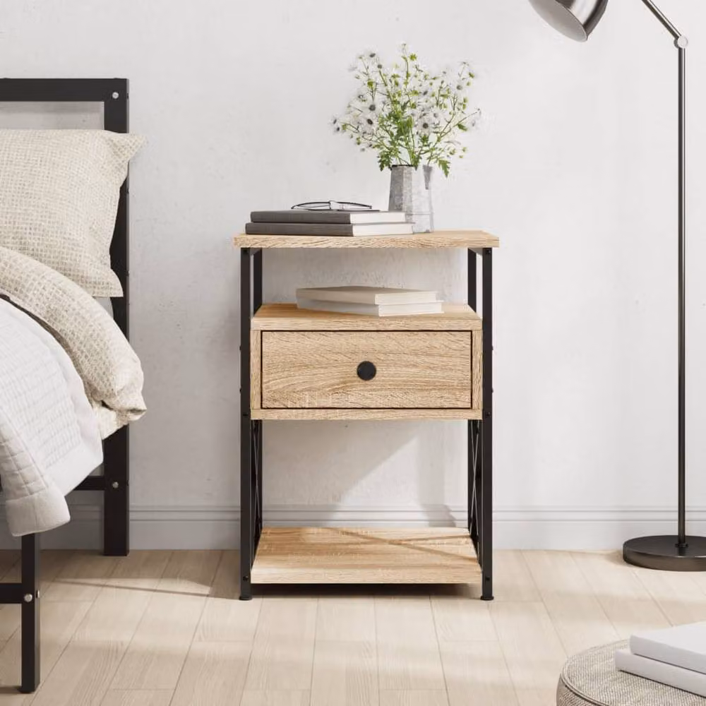 Berkfield Home Bedside Cabinet in Sonoma Oak Brown, W/D/H: 40 x 42 x 55 cm – 2