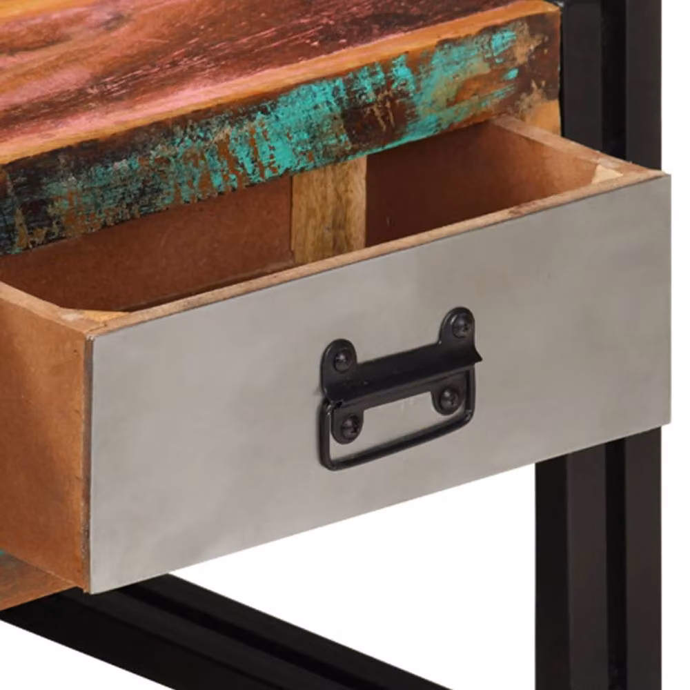 Berkfield Home Beautiful Coffee Table with 3 Drawers in Brown Solid Reclaimed Wood W/D/H: 127 x 50 x 35 cm – 4