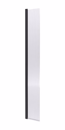 nuie WRFL18530BPHC Fluted Modern Bathroom Wetroom Hinged Flipper Screen with Support Bar, 8mm Toughened Safety Glass, Matt Black, W: 322 cm, H: 1850 mm, D: 27 mm