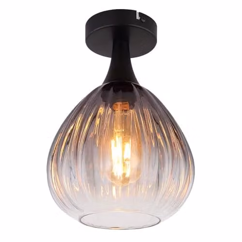 Globo Lighting Olsen Globe Ceiling Light in Black with Transparent Grey Glass Shade, Diameter: 20 cm, Height: 27.5 cm – 1
