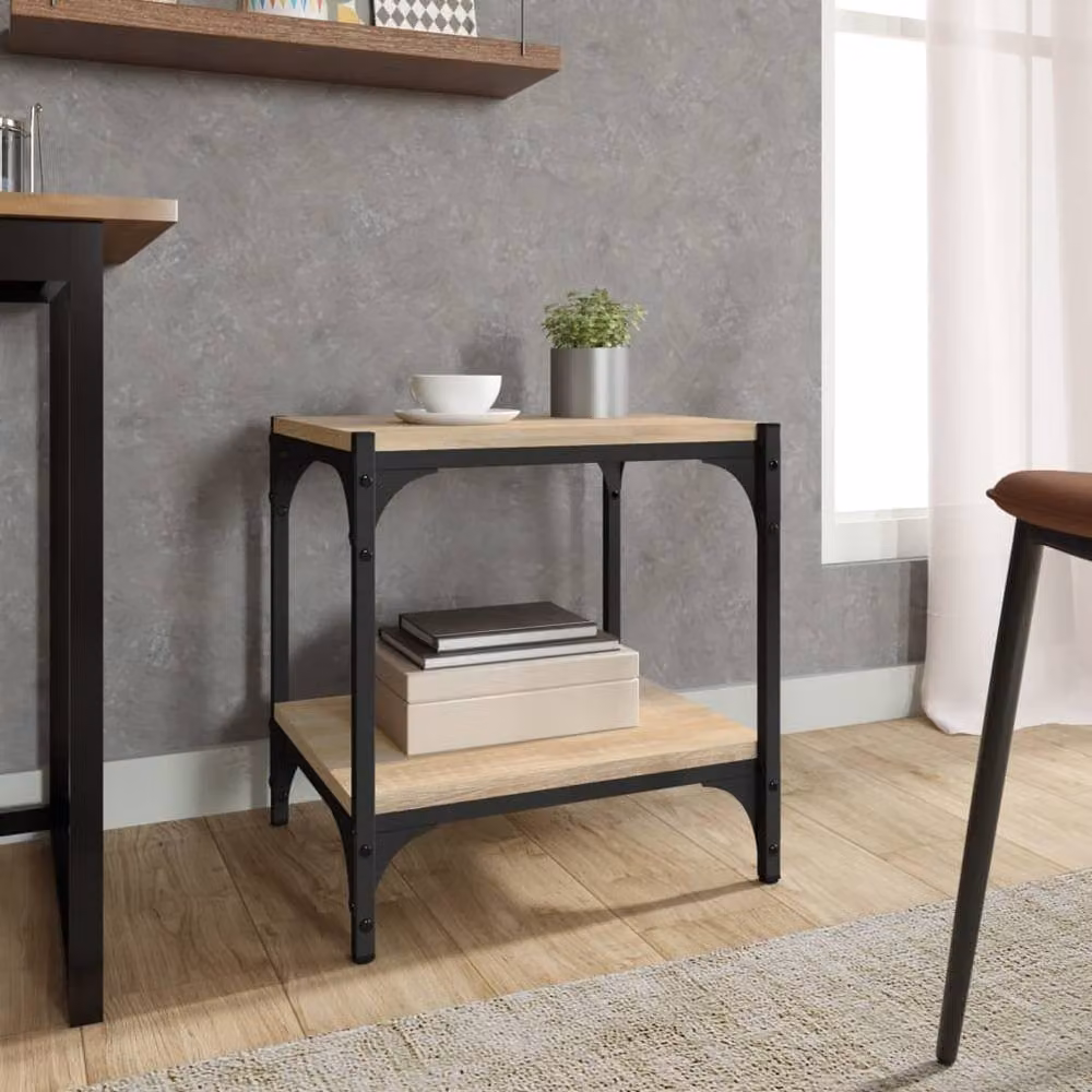 Berkfield Home Industrial TV Cabinet in Sonoma Oak and Beige, W/D/H: 40 x 33 x 41 cm – 3