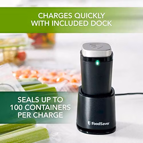 Foodsaver Handheld Cordless Food Vacuum Sealer Machine with Charging Dock in Black and Silver – 4