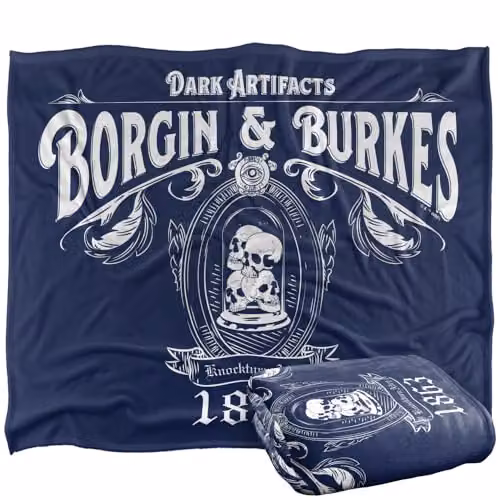 Warner Bros. Harry Potter Borgin and Burkes Silky Touch Super Soft Fleece Throw Blanket, Multicolour, W: 152.4 cm x L: 152.4 cm
