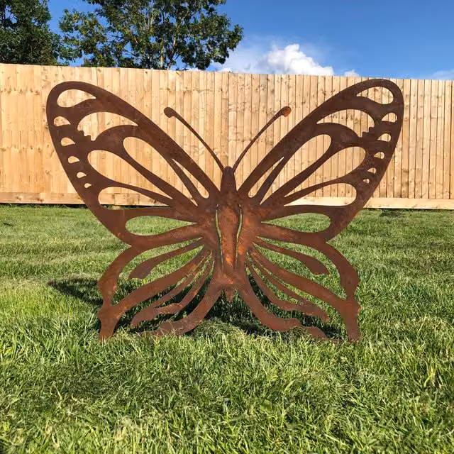 Rustic Warehouse Norfolk Limited Large Rusty Metal Butterfly Garden Decoration Ornament in Brown