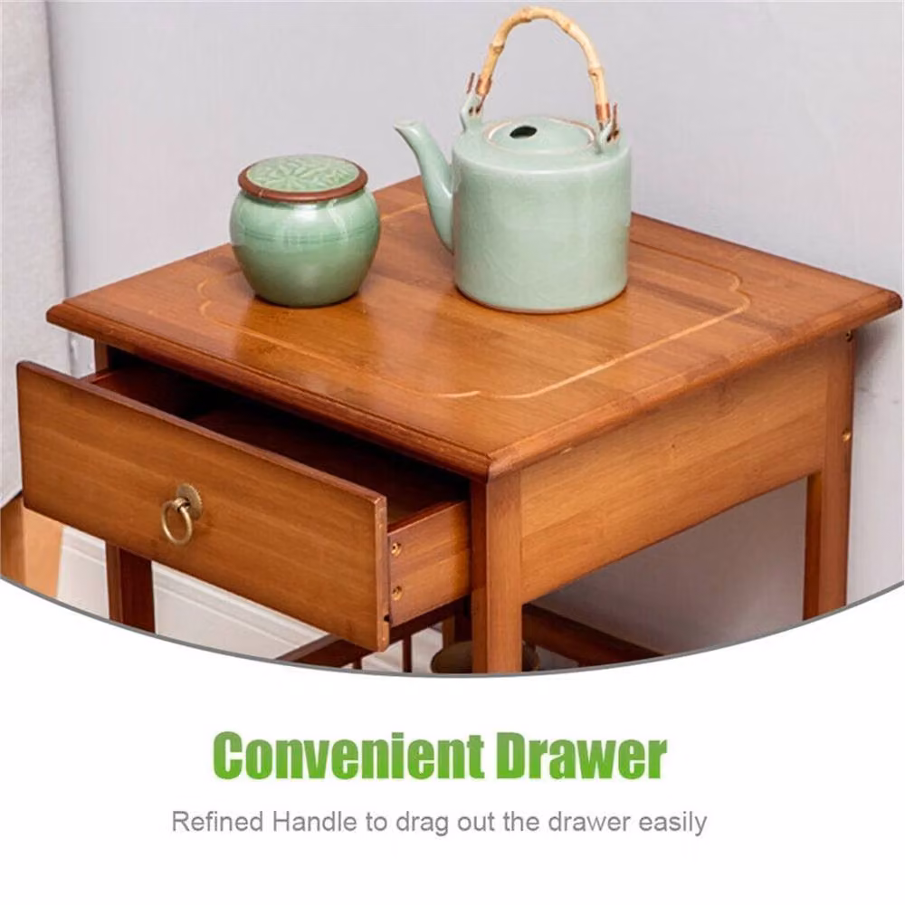 SPETLEK 2 Tier Classic Bedside Table with Drawer in Brown – 3