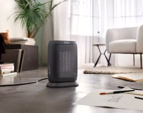 De'Longhi Capsule Twist 2kW Ceramic Fan Heater with Remote Control and Timer in Black or Grey – 4