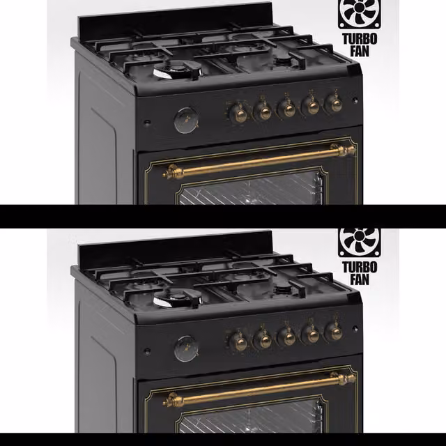 Ferre 60cm Freestanding Gas Cooker with Wok Burner in Matte Black