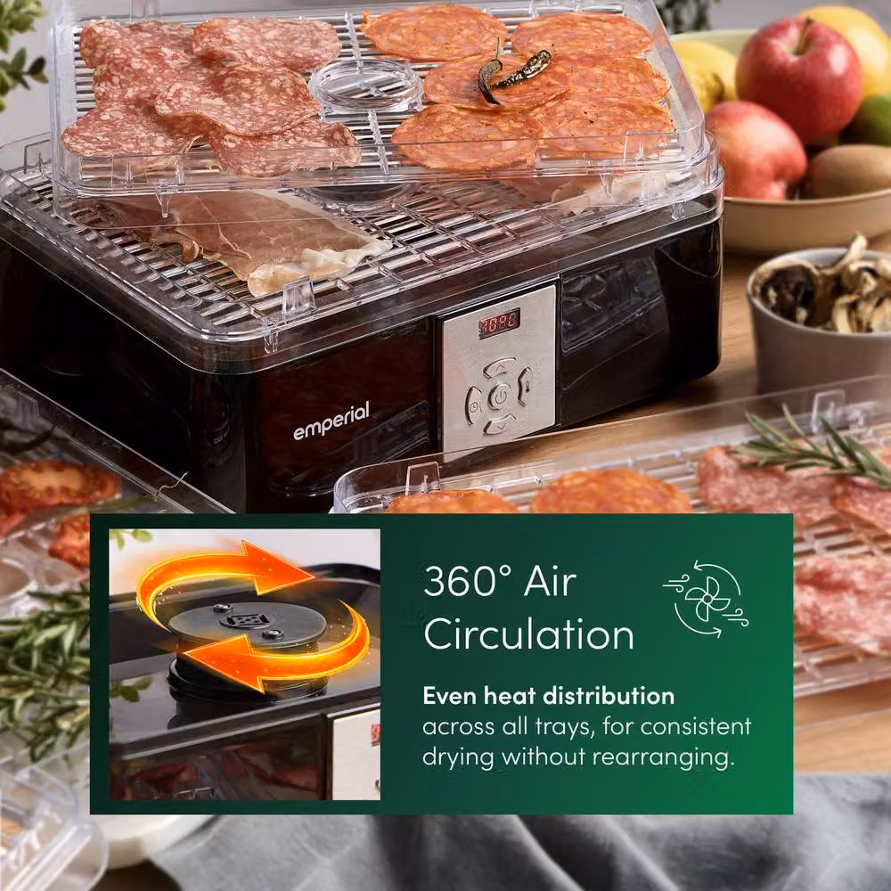 Emperial 6 Tier Food Dehydrator with Digital Display and Timer Control, Black – 6