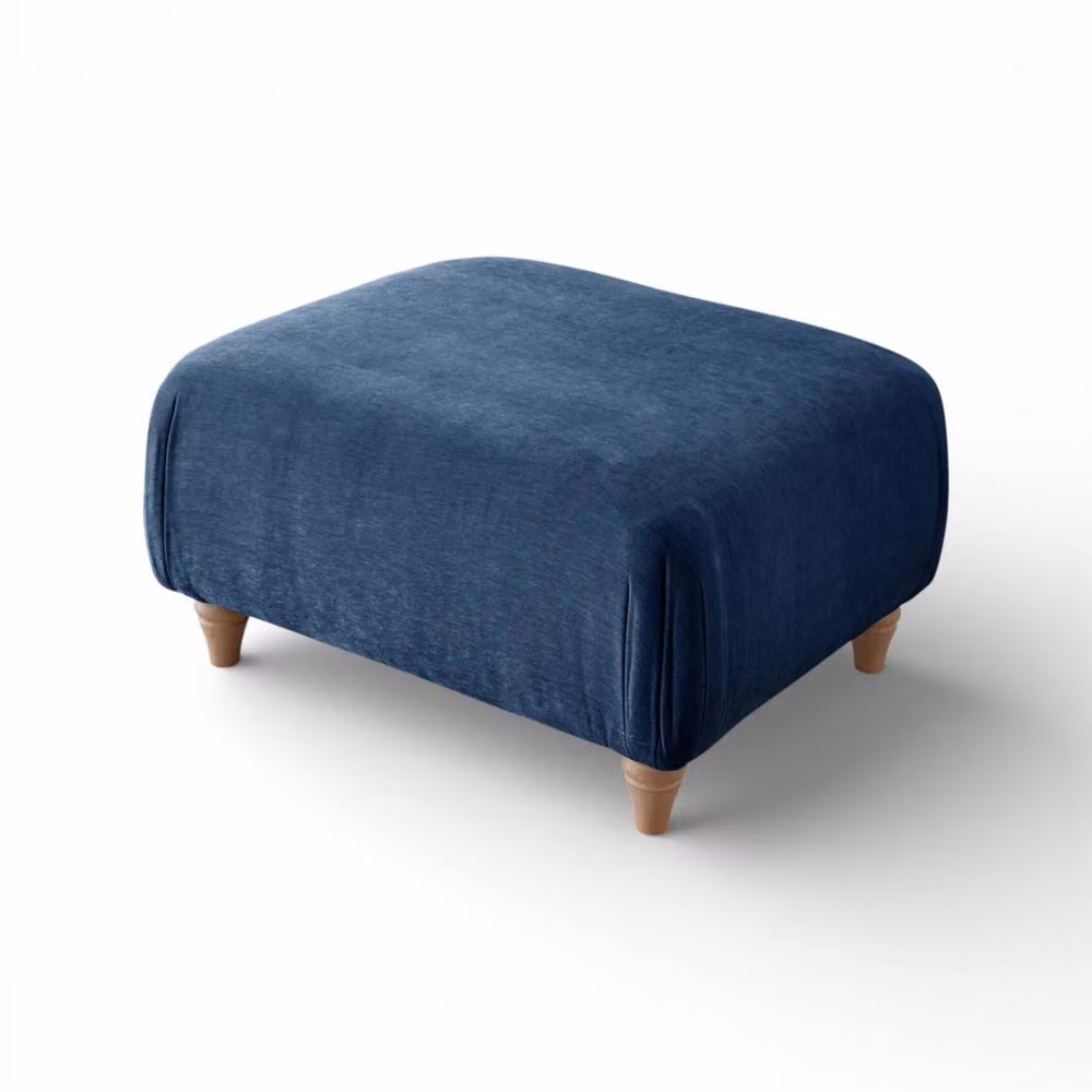 The Great Sofa Company Ezra Textured Velvet Footstool in Navy Blue – 2