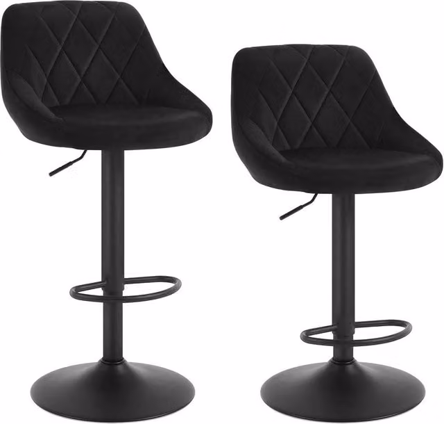 NESTLUNE Set of 2 Adjustable Black Swivel Gas Lift Breakfast Bar Stools – 1