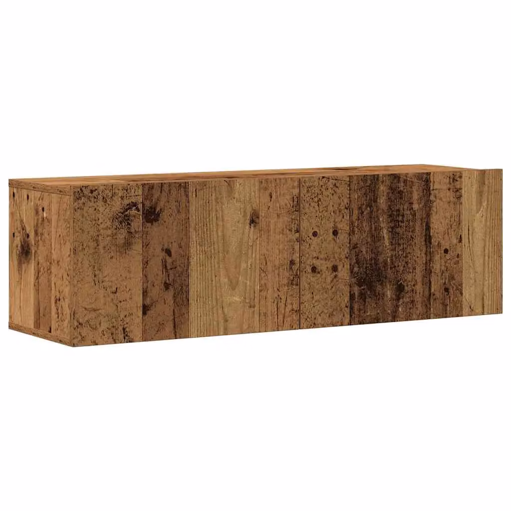 Berkfield Home Modern Wall Mounted TV Cabinets, 4 Piece Set in Brown Old Wood Engineered Wood – 3