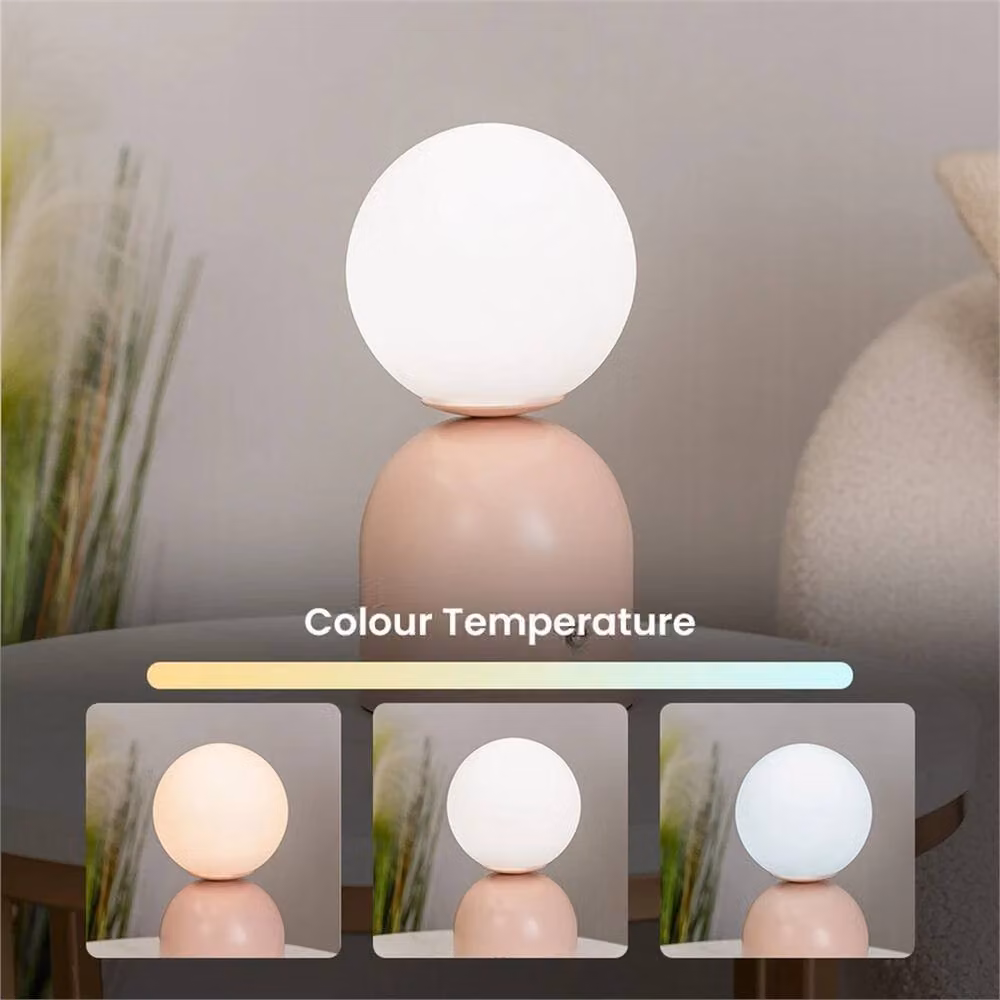 SPETLEK Rechargeable LED Touch Table Lamp with Dimmable Opal Glass Sphere in Pink – 2