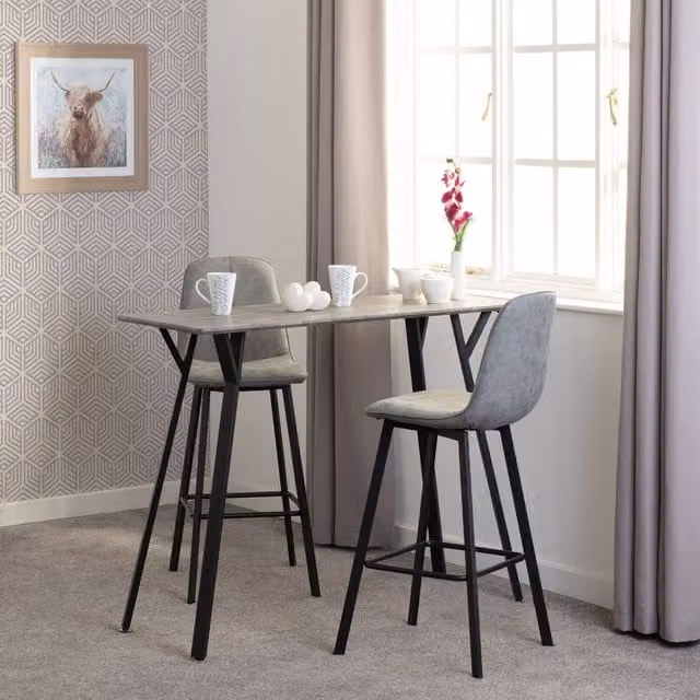 Seconique Quebec Industrial Bar Table in Grey Concrete Effect