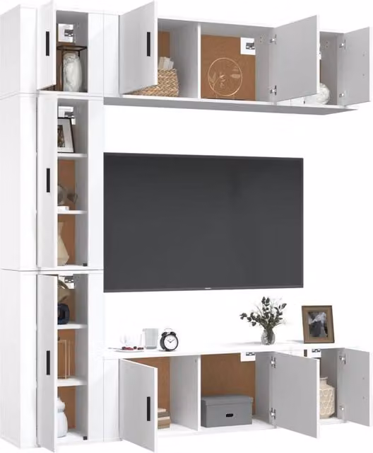 Berkfield Home Classic 7 Piece TV Cabinet Set in White Engineered Wood – 1