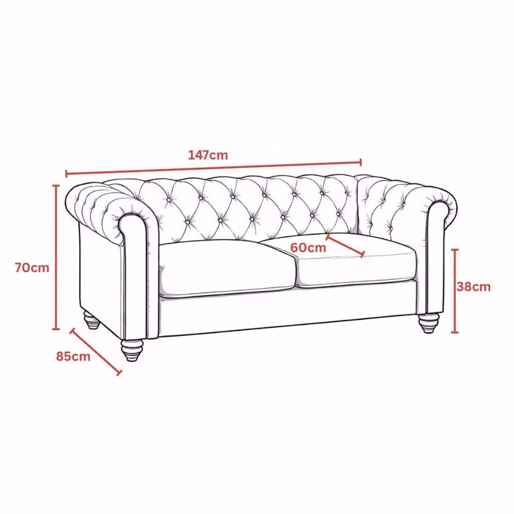 Sofaya Hampton 2 Seater Chesterfield Velvet Sofa in Beige – 2
