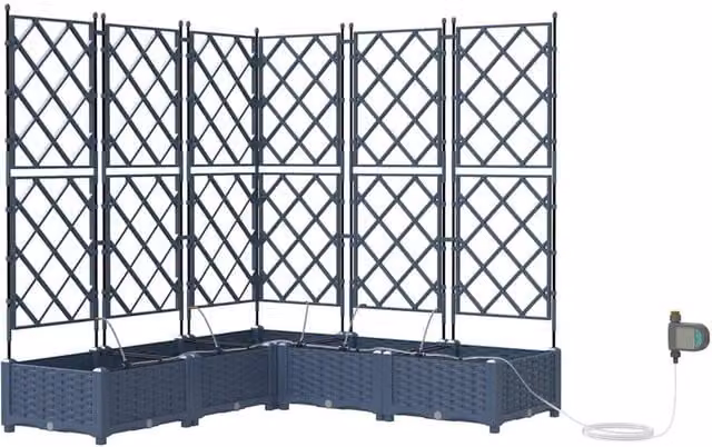 Berkfield 5 Piece Grey Garden Planter Set with Water Irrigation System – 1