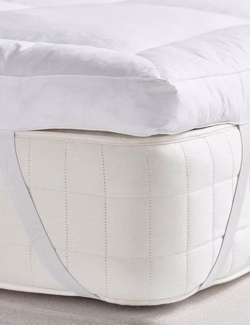 Bedfolk White Duck Feather and Down Mattress Topper with Cotton Cover, W: 200 cm x D: 200 cm