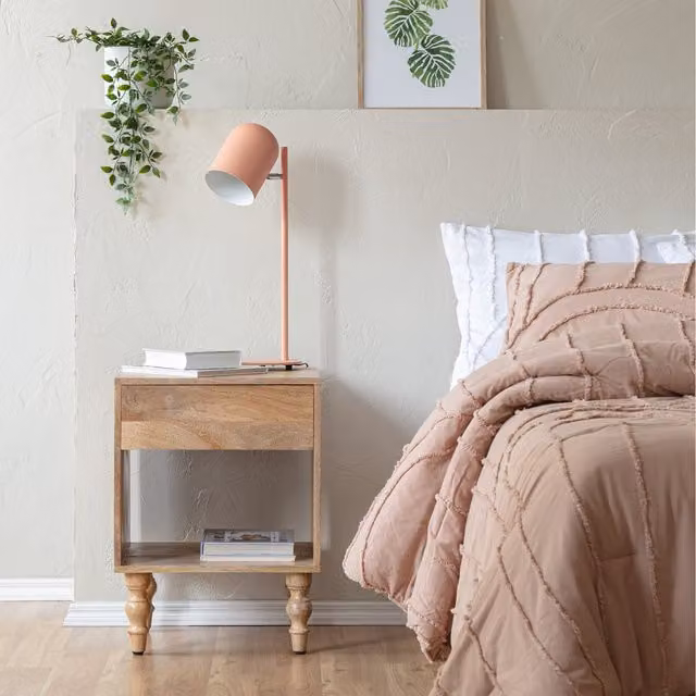 MH London Mango Wood Scandinavian Bedside Table in Brown