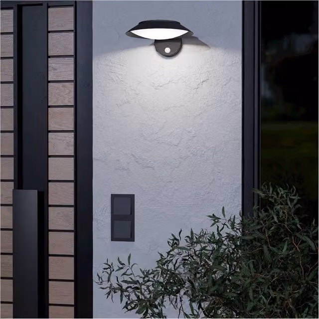 Loops Black LED Outdoor Wall Light with Motion Sensor and IP44 Rating