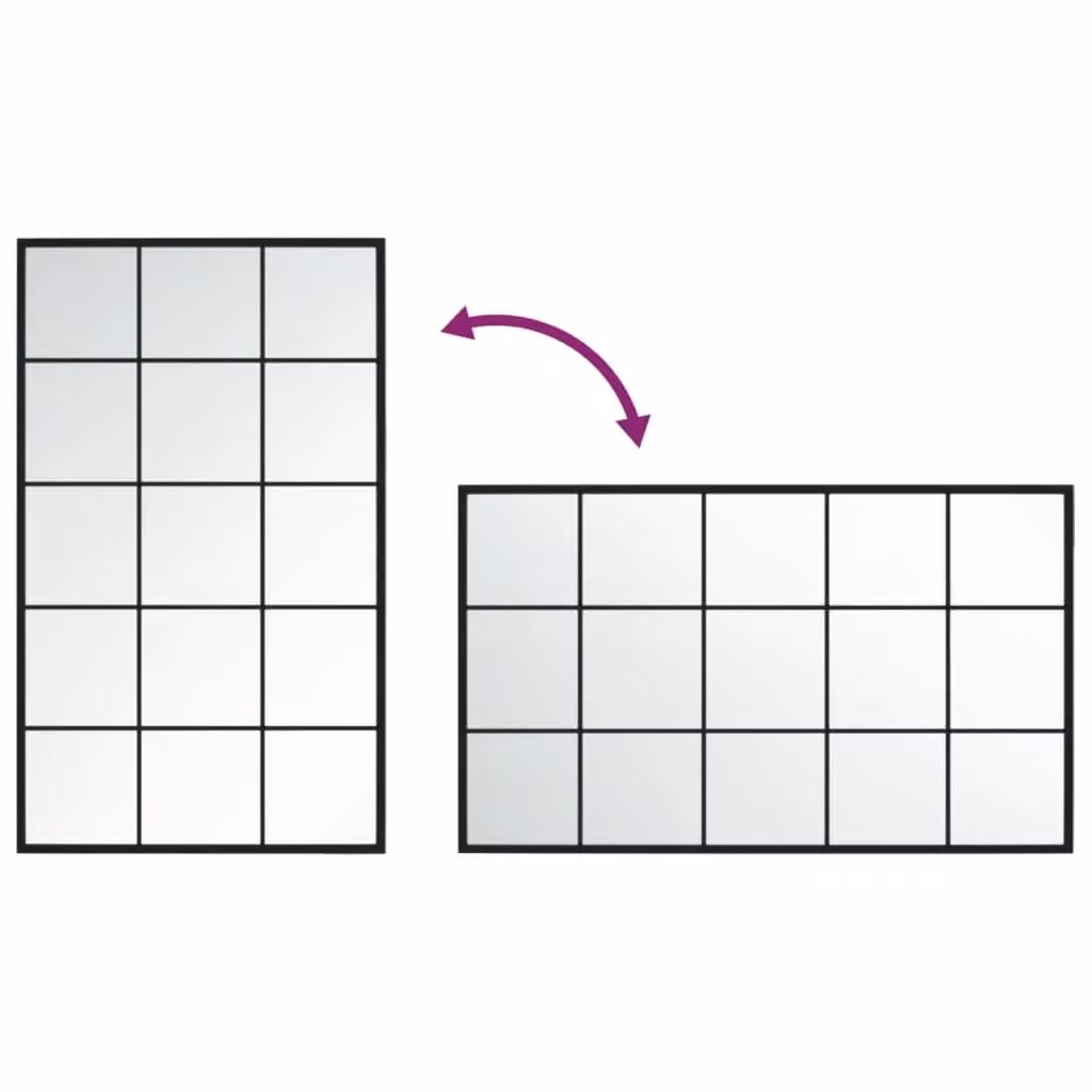 Berkfield Home Classic Rectangular Wall Mirror in Black Metal and Glass, W: 100 cm, H: 60 cm – 2