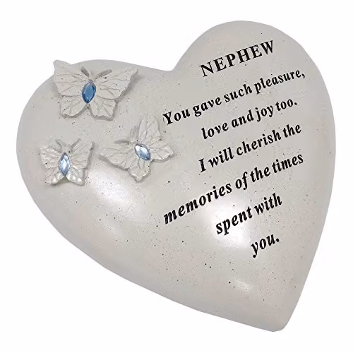 David Fischhoff Nephew Memorial Heart and Butterfly Ornament Plaque in Blue and Off-White
