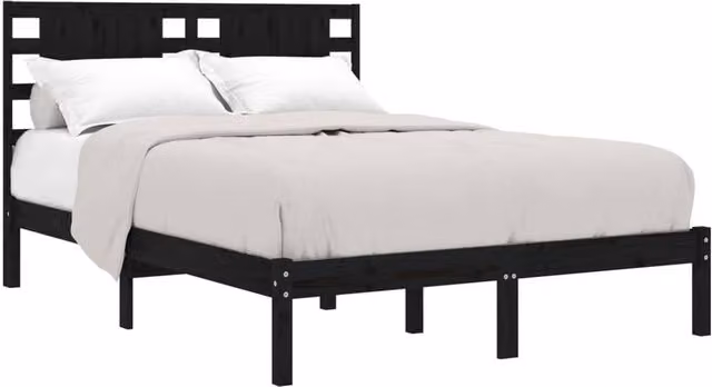 Berkfield Home Beautiful Black Solid Wood Pine Bed Frame W/D/H: 200 x 100 x 206 cm – 1