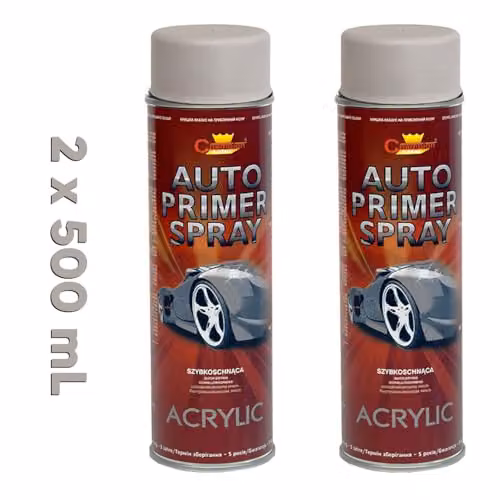 Sola Grey Acrylic Auto Primer Spray, 2 x 500 mL Anti-Corrosion Undercoat for Metal and Steel – 2