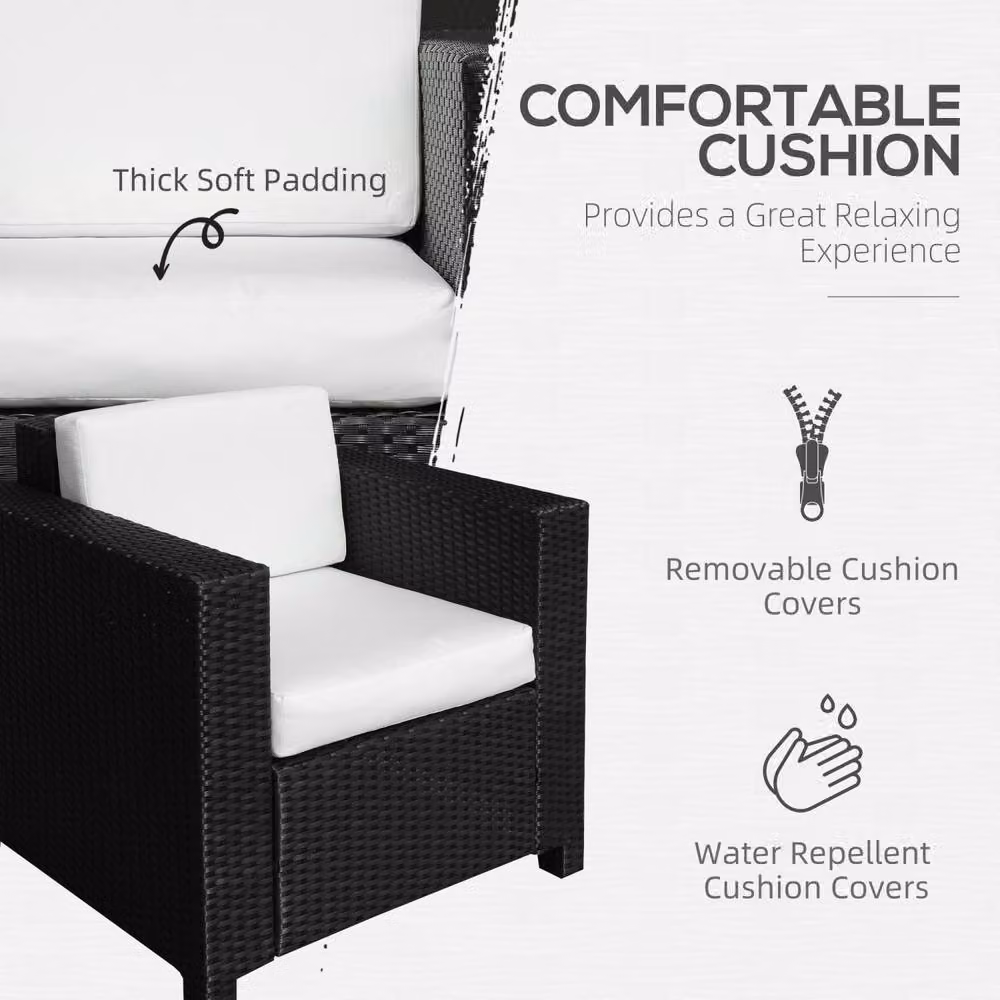 Wyld Haus Raco Black Rattan Outdoor Armchair with Cream Cushions – 4