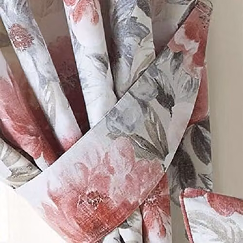Homescapes Sofia Floral Tie Back Pair in Pink and Grey – 3