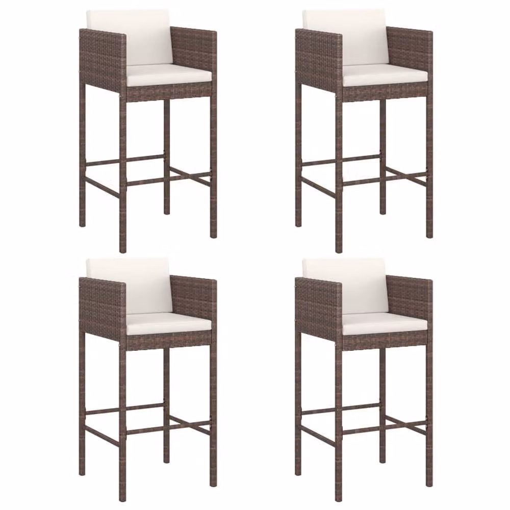 Berkfield Home 5 Piece Brown Poly Rattan Garden Bar Set with Cushions – 3