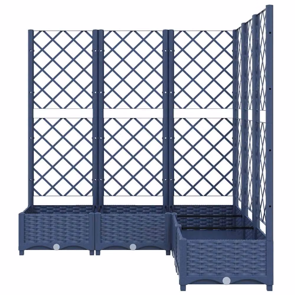 Berkfield Home Garden Planter with Trellis in Dark Grey and Blue, W/D/H: 120 x 120 x 121.5 cm – 4