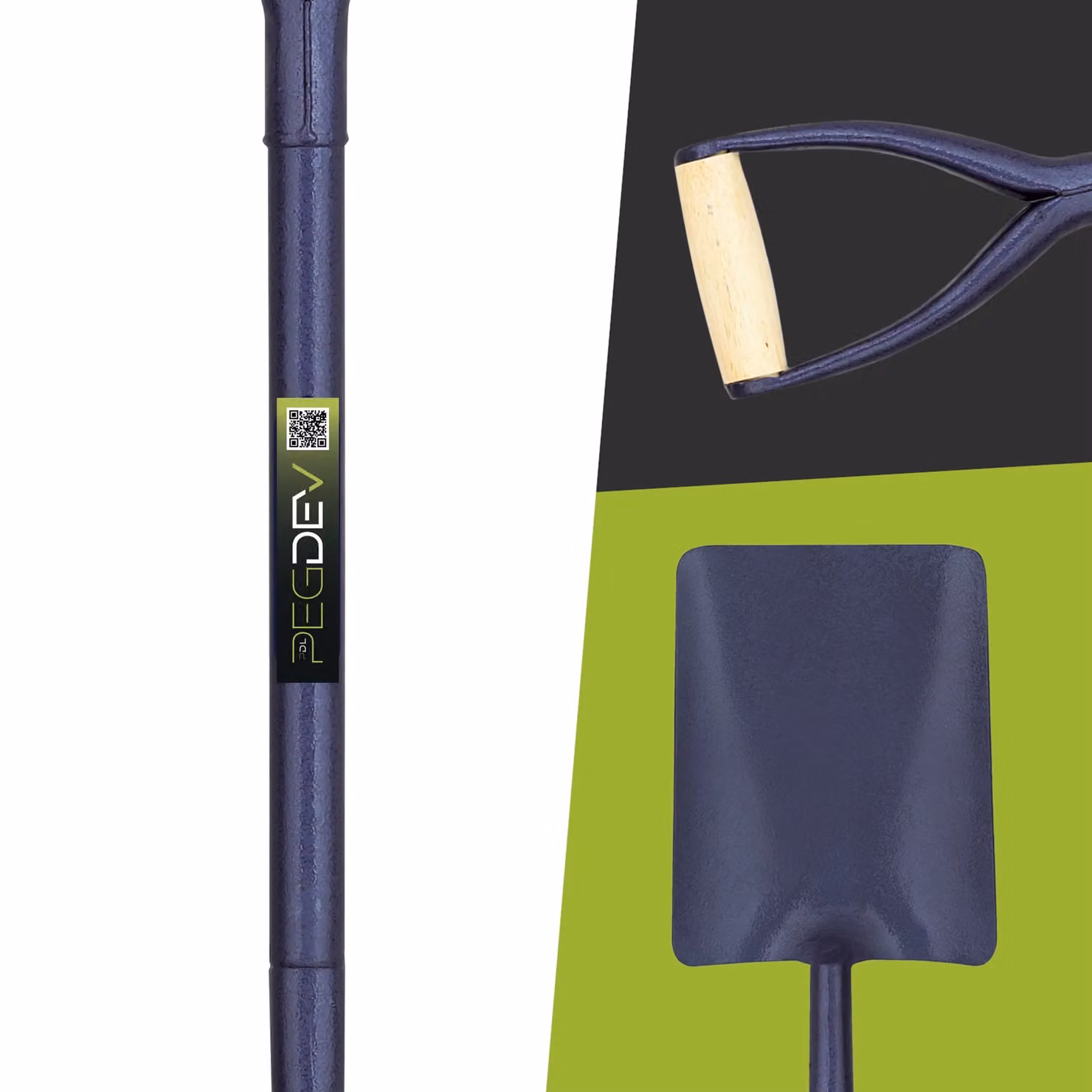 Pegdev Carters No. 2 Taper-Mouth Builders Contractors Shovel with Tubular Steel Shaft in Dark Blue – 2