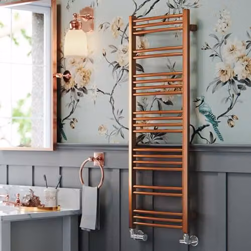 Terma Steel Towel Rail with Integrated Valve in True Copper, H 114.9 cm x W 40.0 cm – 1
